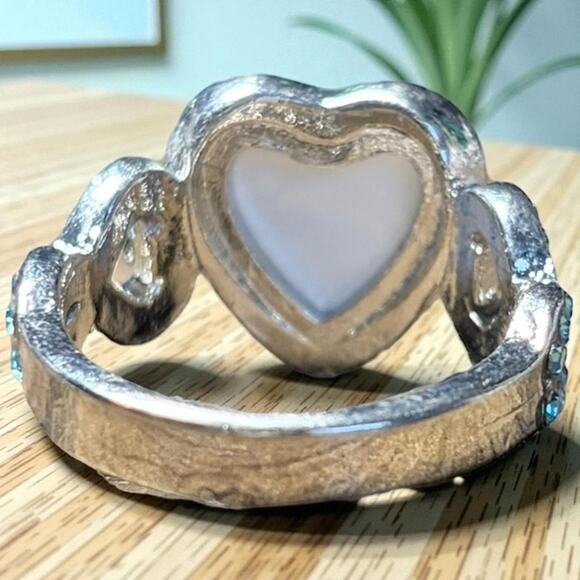 Silver Dolphin Ring With Blue Crystals & Hidden Message New - Picture 4 of 8